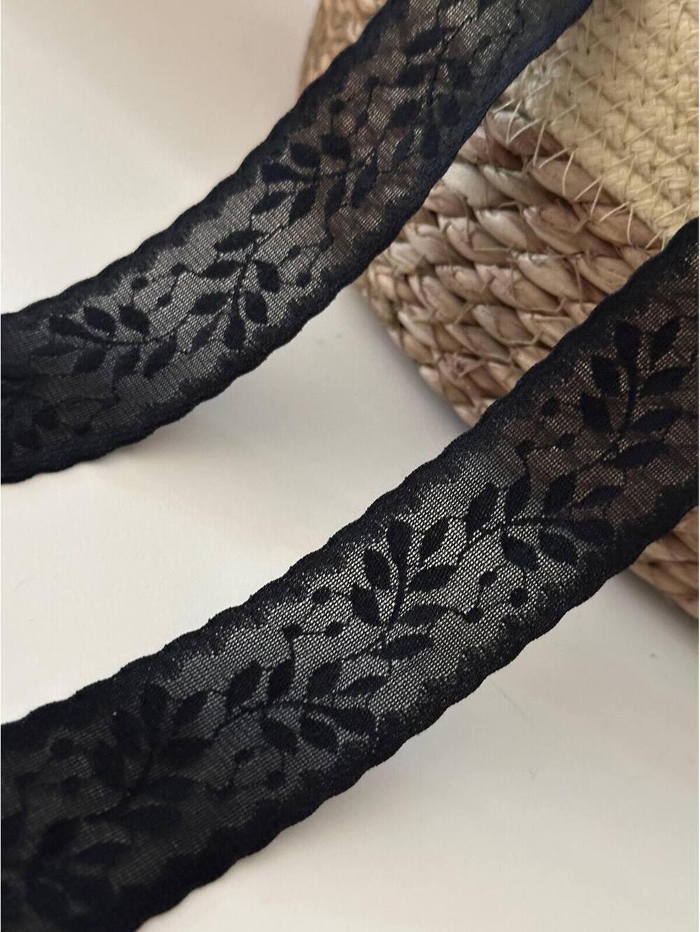 10Yds Stretch 1.3" Black Seamless Lingerie Lace Trim, Panties Sewing Wholesale